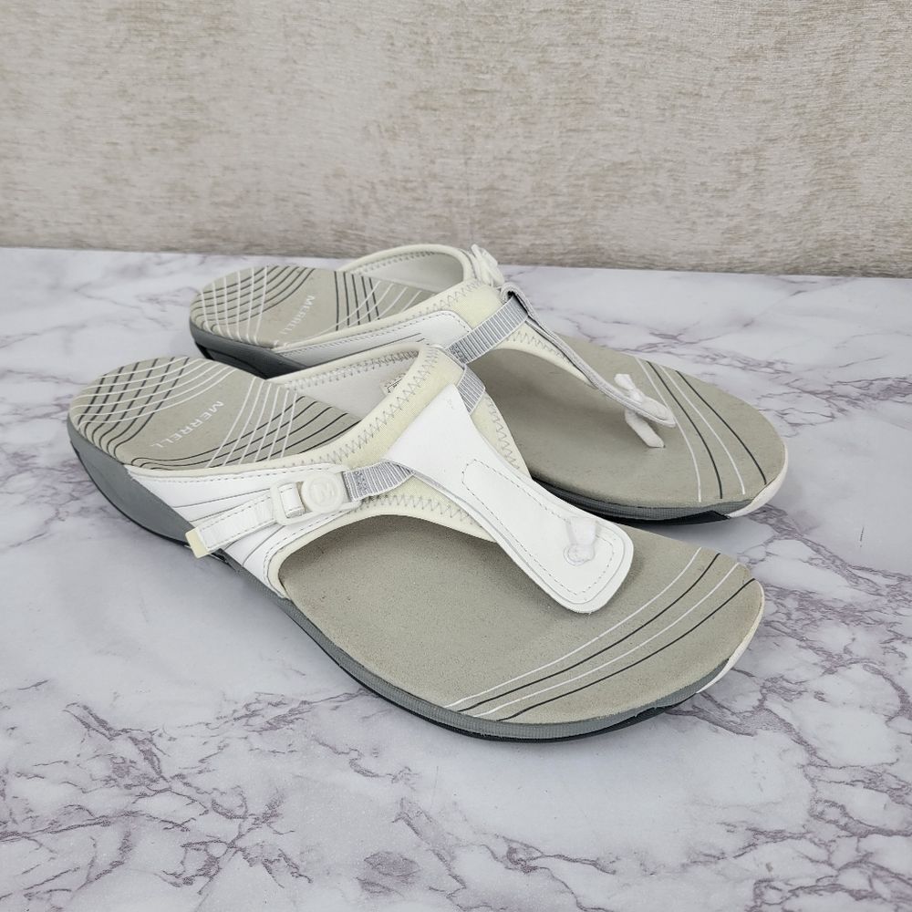 Merrell Pansy White Toe Post Sandals Flip Flop Thongs